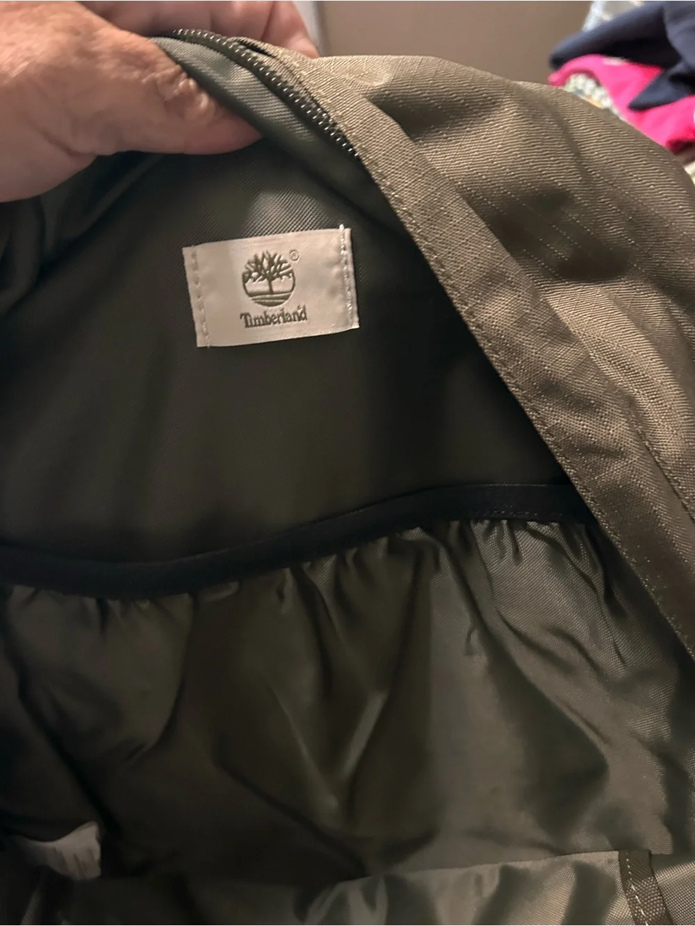 Timberland Olive Green and Black Rugged Logo Backpack